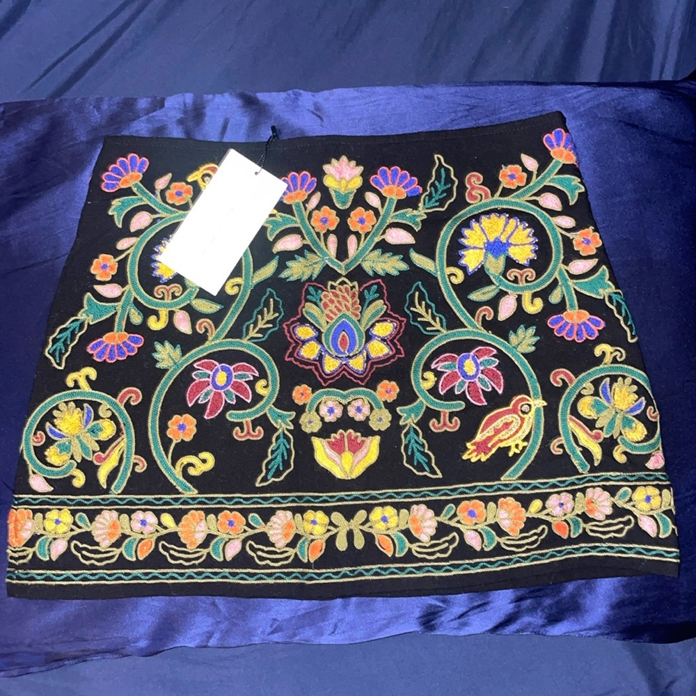 Zara Embroidered Mini Skirt
